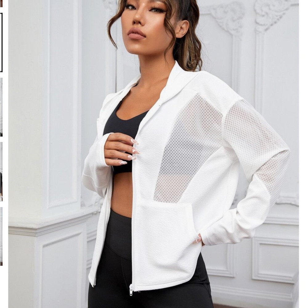 SHEIN Classic White Zip-Up Jacket
